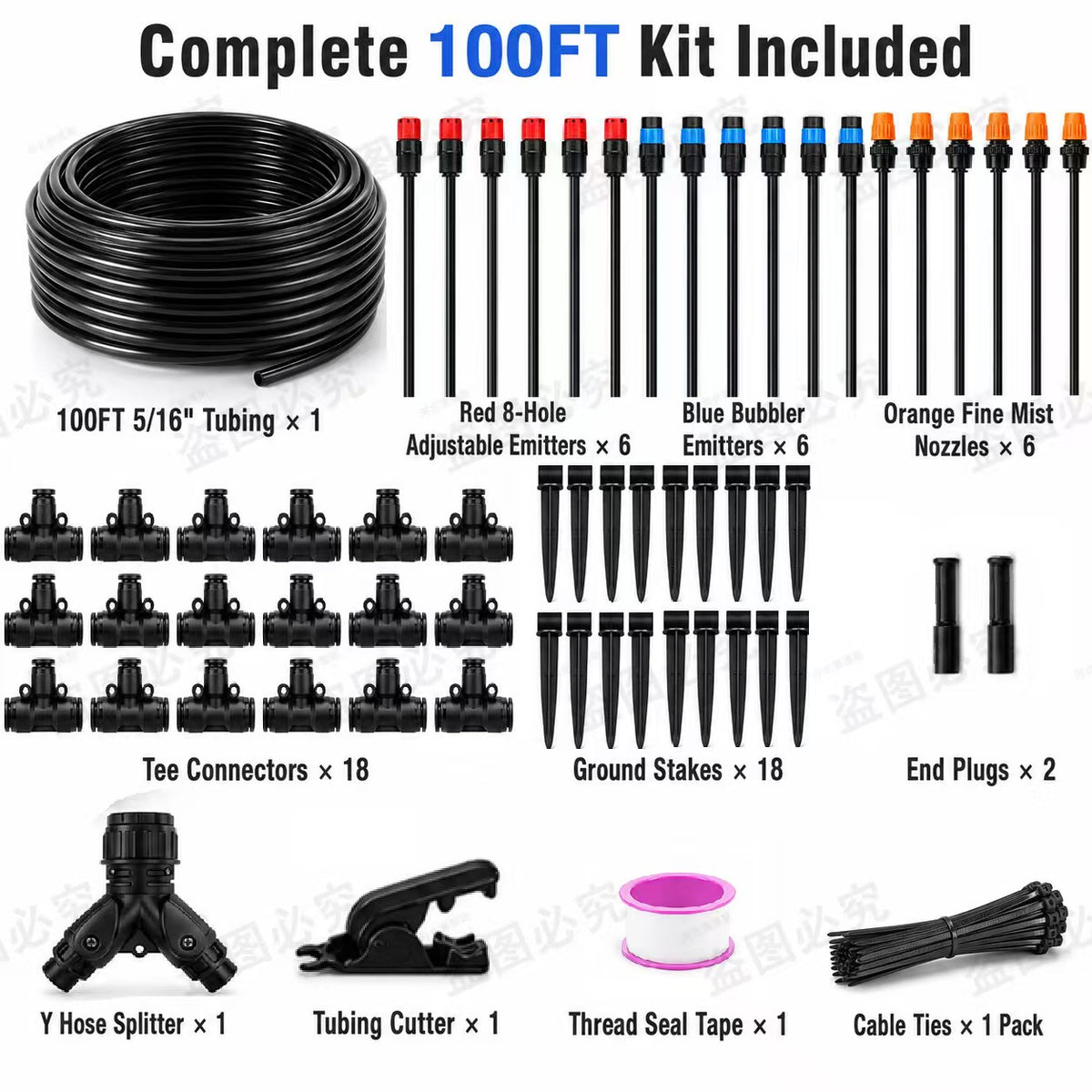 100FT Drip Irrigation System Kit for Vegetable & Garden