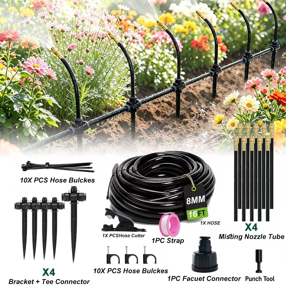 Metal Nozzle Drip Irrigation Kit for Balcony & Outdoor Use
