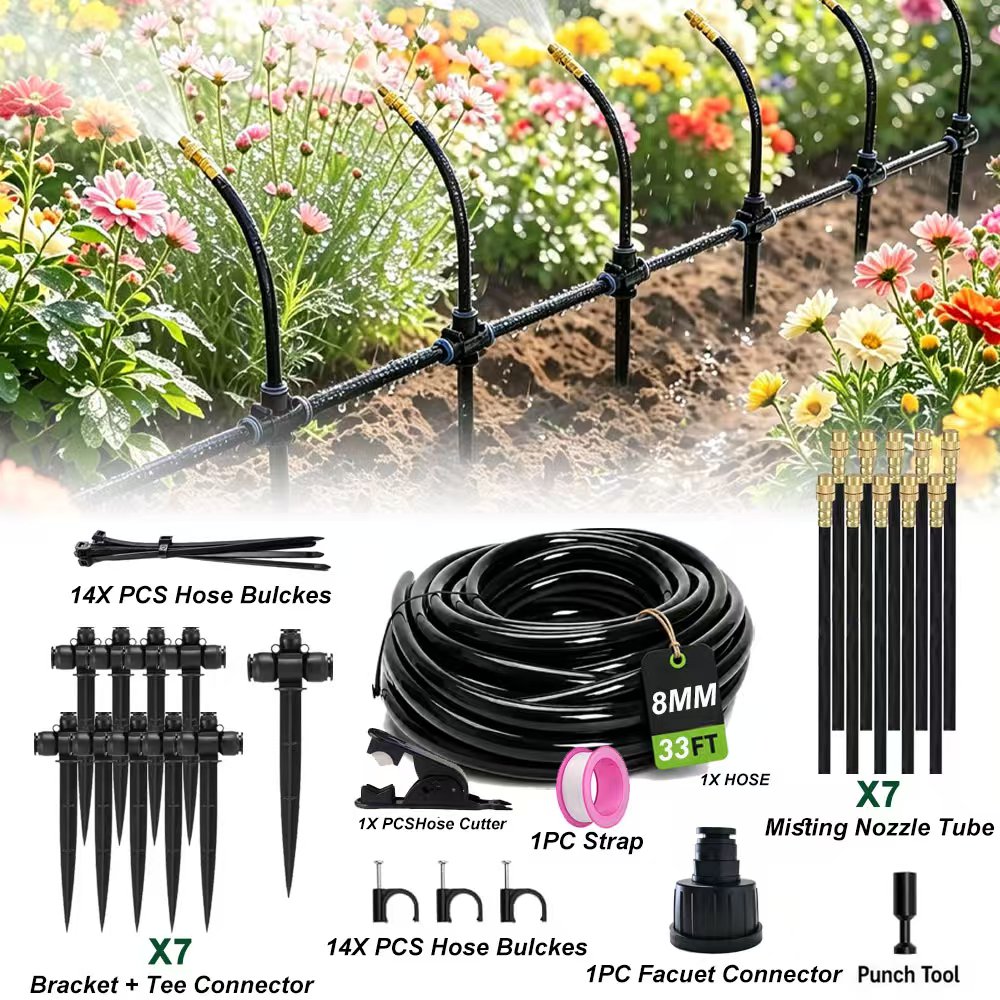 Metal Nozzle Drip Irrigation Kit for Balcony & Outdoor Use