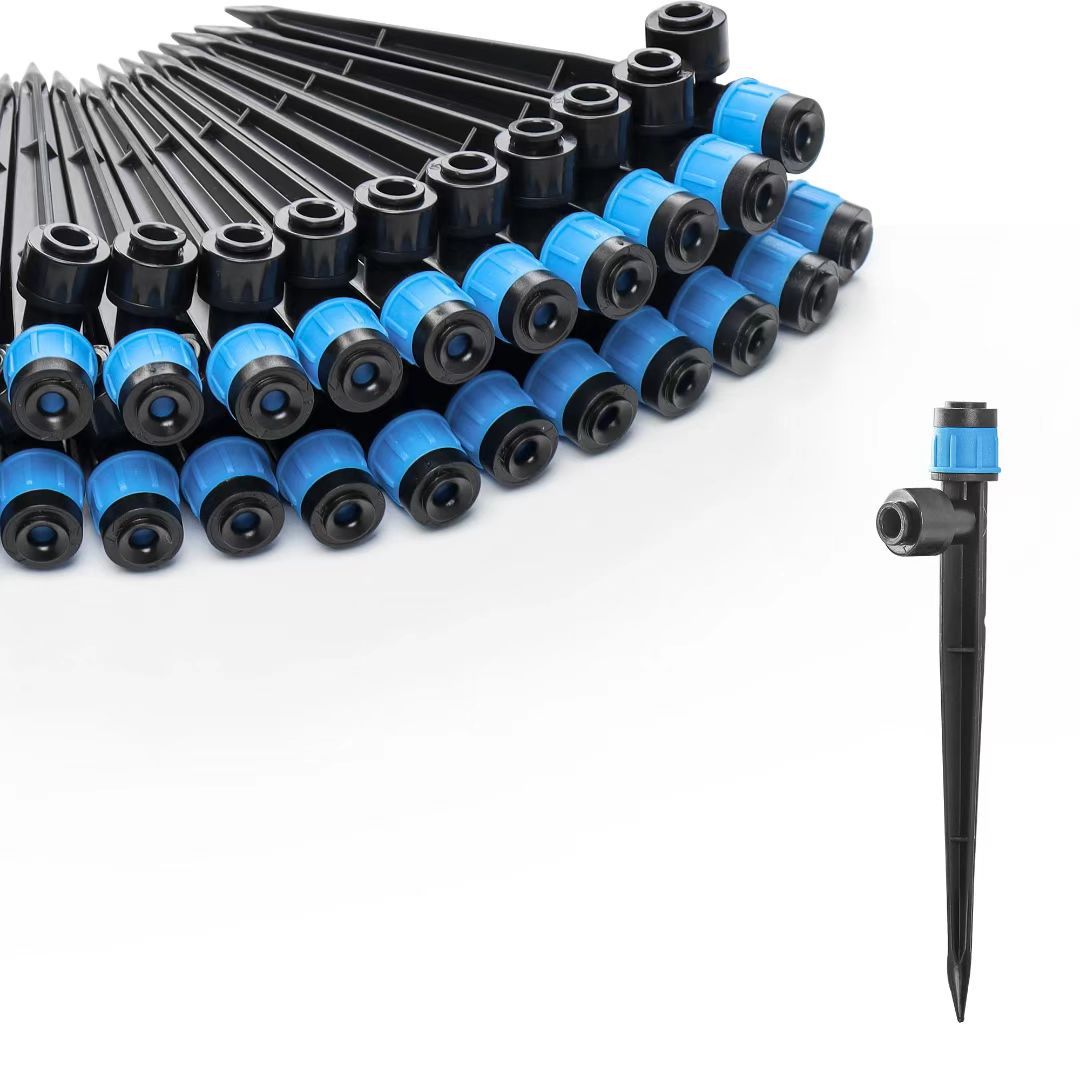 30Pcs 1/4" Quick Connect Drip Irrigation Stakes – No Heating Required, Removable & Cleanable Emitters for Garden Beds & Potted Plants